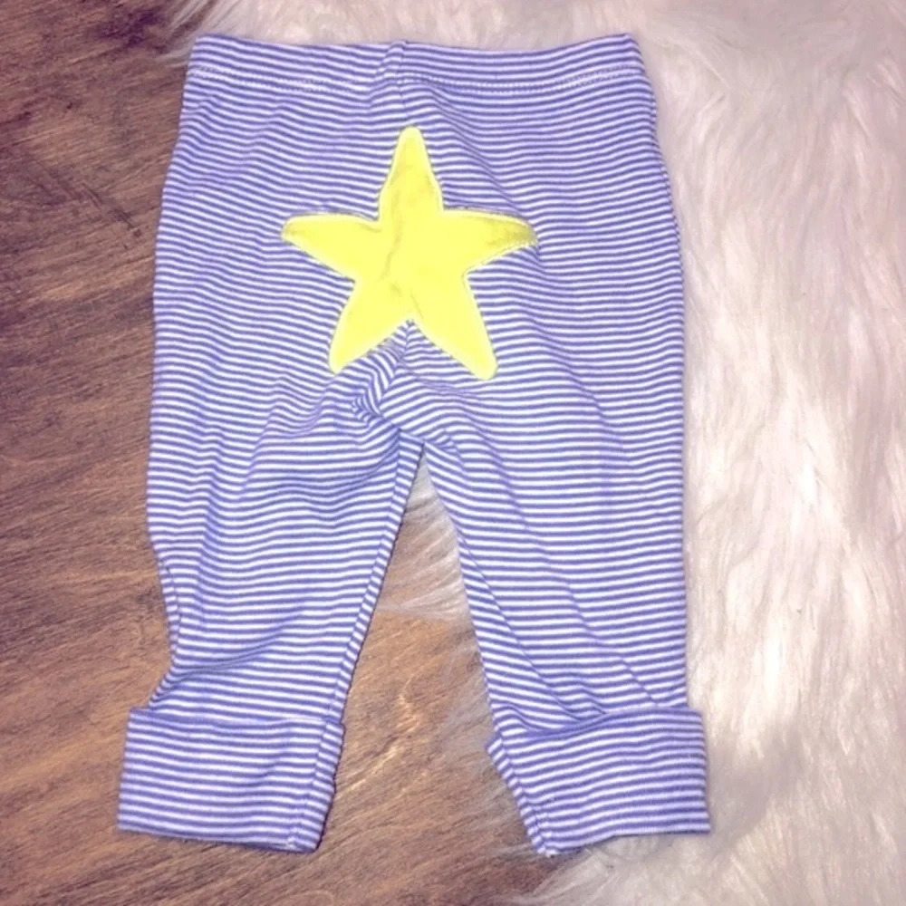 Carter’s 3 Months Adorable Blue Striped Star Cuffed Pants - Picture 2 of 3